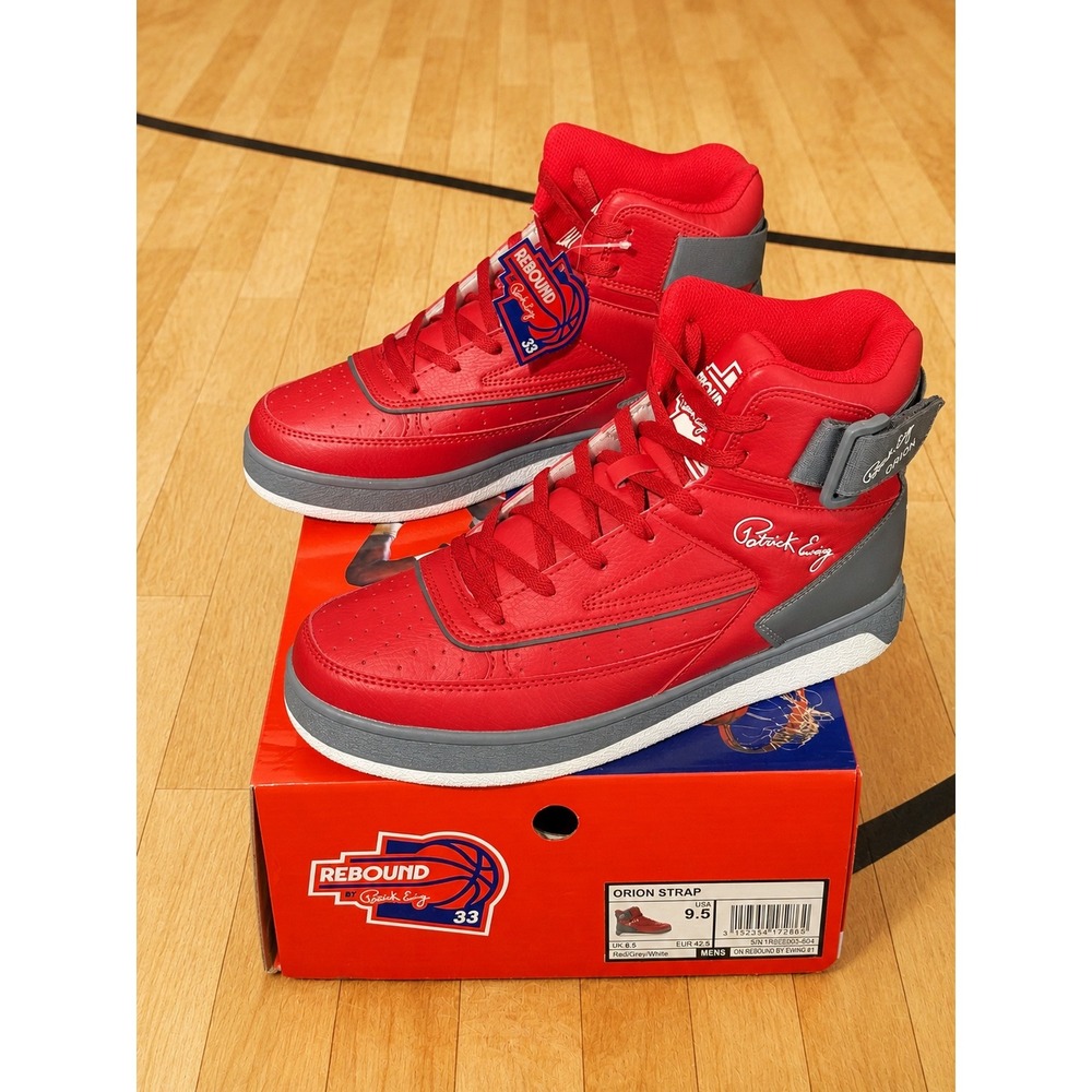 Ewing Orion Strap Men's 9.5 Red/Grey/White Mid Top Basketball Shoes New